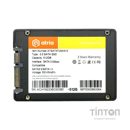 Накопичувач SSD 2.5" 512GB XT200 ATRIA (ATSATXT200/512)