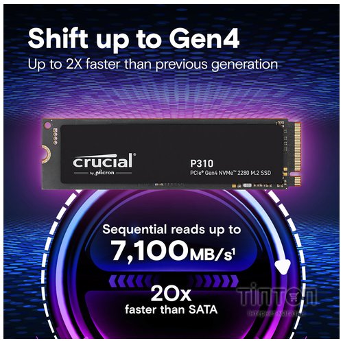 Накопичувач SSD Crucial P310 1TB M.2 2280 NVMe PCIe 4.0 x4 3D NAND TLC (CT1000P310SSD8)