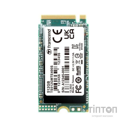 Накопичувач SSD M.2 2242 512GB Transcend (TS512GMTE400S)