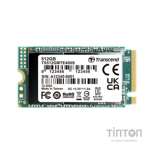 Накопичувач SSD M.2 2242 512GB Transcend (TS512GMTE410S)