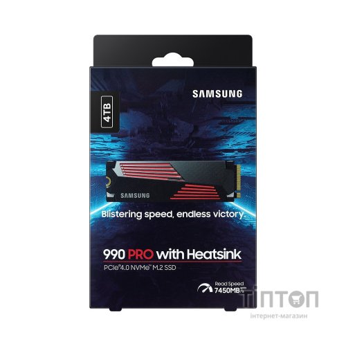 Накопичувач SSD M.2 2280 4TB 990 PRO with Heatsink Samsung (MZ-V9P4T0CW)