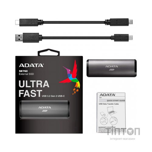 Накопичувач SSD USB 3.2 256GB ADATA (ASE760-256GU32G2-CBK)