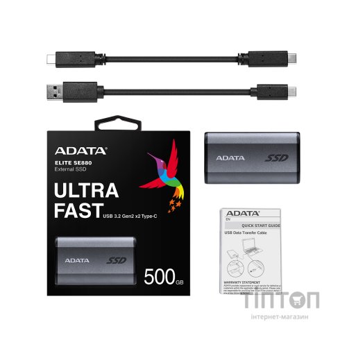 Накопичувач SSD USB 3.2 500GB ADATA (AELI-SE880-500GCGY)