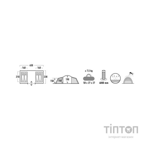 Намет High Peak Como 4.0 Dark Grey/Green (929534)