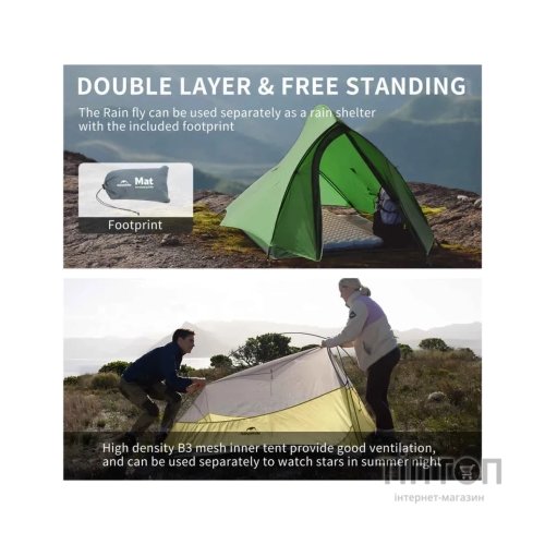Намет Naturehike надлегкий двомісний Cloud Up Pro CNK2350WS020, темно-зелений (6927595798737)