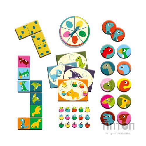 Настільна гра Djeco Динозаври 3 в 1: Бінго + Мемо + Доміно (DJ08132)