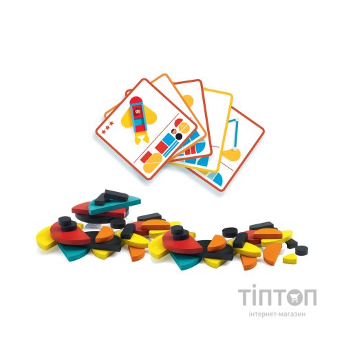 Настільна гра Djeco Набір дерев'яних геометричних фігур Ze Geo Vroom (DJ06436)