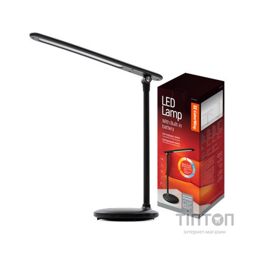 Настільна лампа ColorWay 4W with built-in battery 1800 mAh USB in/out 5V*1A, black (CW-DL02B-B)