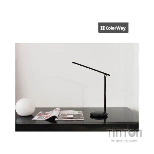 Настільна лампа ColorWay 4W with built-in battery 1800 mAh USB in/out 5V*1A, black (CW-DL02B-B)