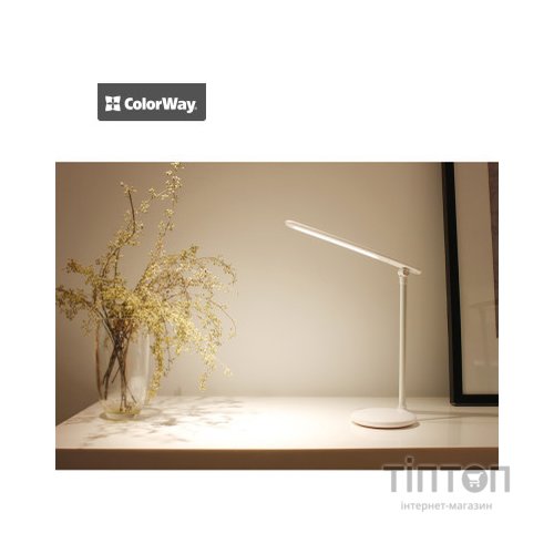 Настільна лампа ColorWay 4W with built-in battery 1800 mAh USB in/out 5V*1A, white (CW-DL02B-W)