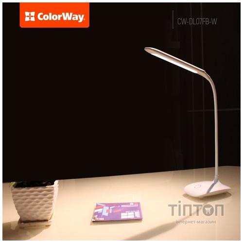 Настільна лампа ColorWay LED Flexible 360 with built-in accumulator 1200mAh (CW-DL07FB-W)