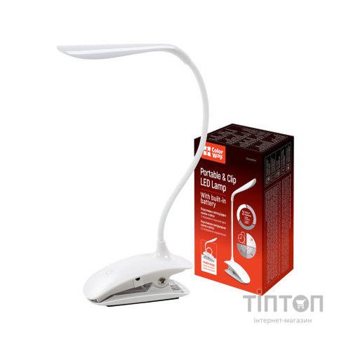 Настільна лампа ColorWay LED Flexible & Clip with built-in accumulator 500mAh (CW-DL04FCB-W)