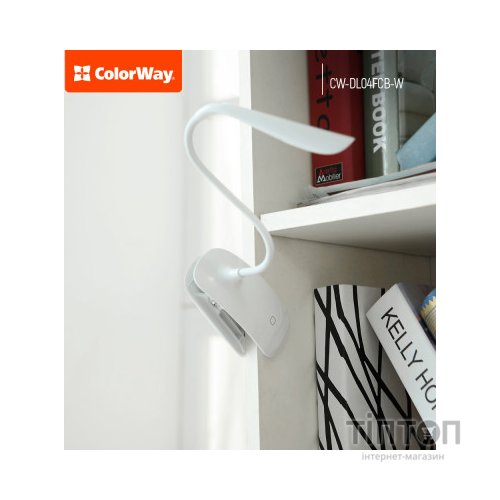 Настільна лампа ColorWay LED Flexible & Clip with built-in accumulator 500mAh (CW-DL04FCB-W)