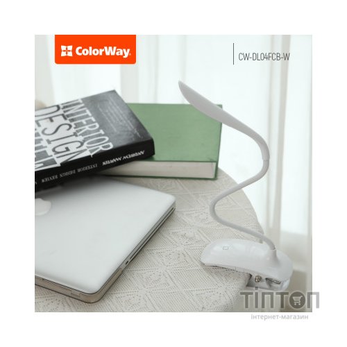 Настільна лампа ColorWay LED Flexible & Clip with built-in accumulator 500mAh (CW-DL04FCB-W)
