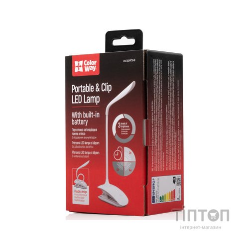 Настільна лампа ColorWay LED Flexible & Clip with built-in accumulator 500mAh (CW-DL04FCB-W)