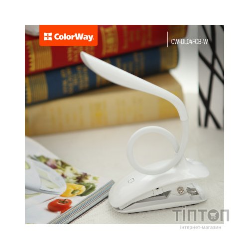 Настільна лампа ColorWay LED Flexible & Clip with built-in accumulator 500mAh (CW-DL04FCB-W)