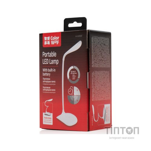 Настільна лампа ColorWay LED Portable & Flexible with built-in accumulator 500mAh (CW-DL06FPB-W)