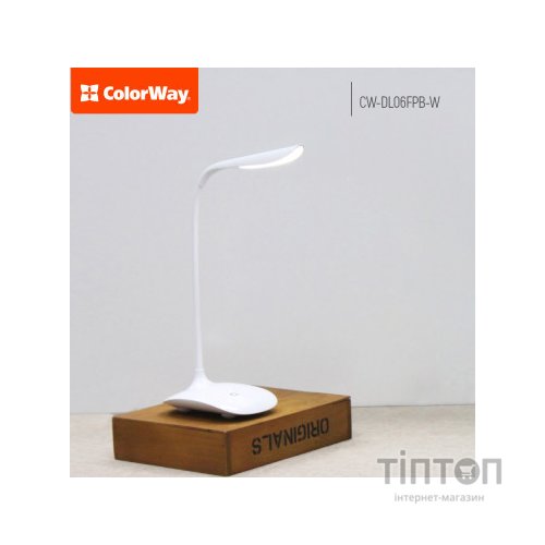 Настільна лампа ColorWay LED Portable & Flexible with built-in accumulator 500mAh (CW-DL06FPB-W)