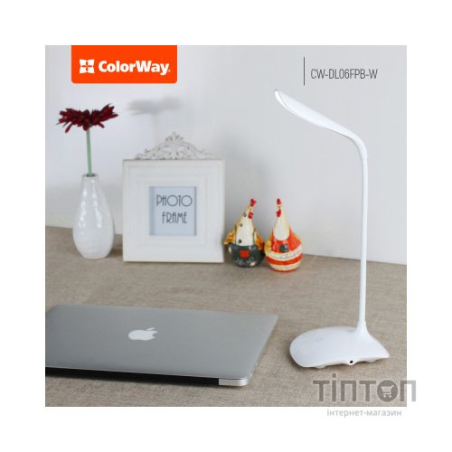 Настільна лампа ColorWay LED Portable & Flexible with built-in accumulator 500mAh (CW-DL06FPB-W)