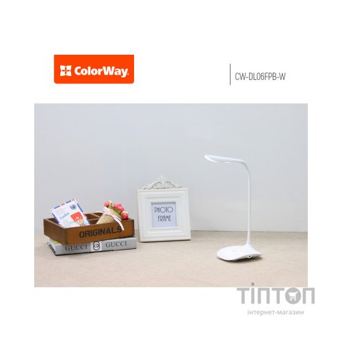 Настільна лампа ColorWay LED Portable & Flexible with built-in accumulator 500mAh (CW-DL06FPB-W)