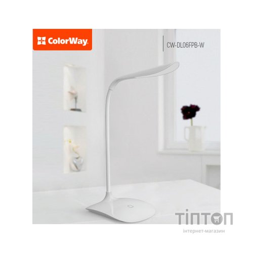 Настільна лампа ColorWay LED Portable & Flexible with built-in accumulator 500mAh (CW-DL06FPB-W)