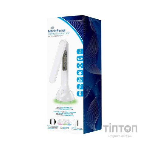 Настільна лампа Mediarange Compact LED desk lamp with LCD display, glossy-white (MROS502)