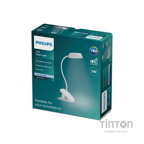 Настільна лампа Philips LED Reading Desk lamp Donutclip білий (929003179707)