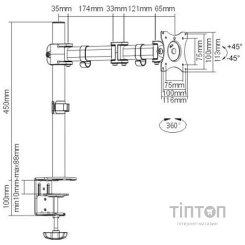 Настільне кріплення для моніто ра ITech MBS-03F MBS-03F