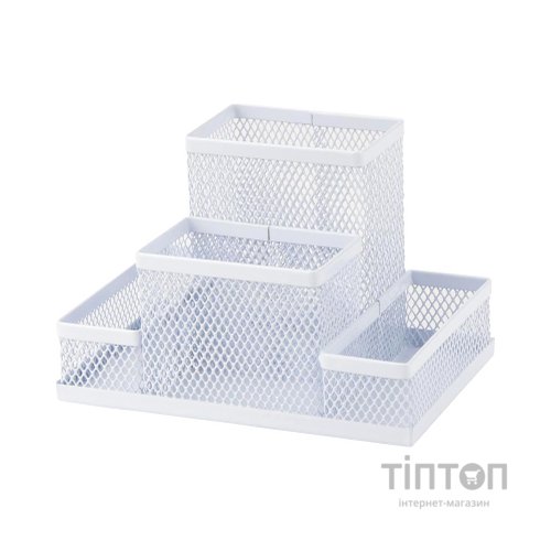 Настільний набір Axent підставка-органайзер 155x103x100 мм металева, біла (2117-21-A)