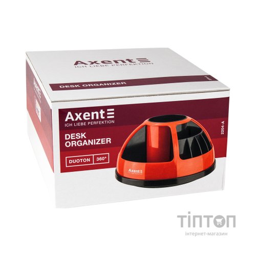 Настільний набір Axent підставка-органайзер Duoton кругла 17х10х17 см Пластикова червона (2204-04-A)
