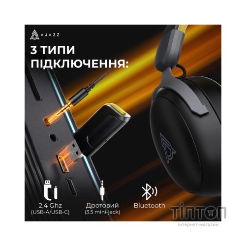 Навушники Ajazz AHM08 MAX 3-Mode Black (AHM08-MAX-BGY)