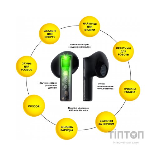 Навушники AURA 6 Black (TWSA6B)