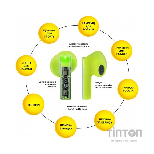 Навушники AURA 6 Green (TWSA6G)