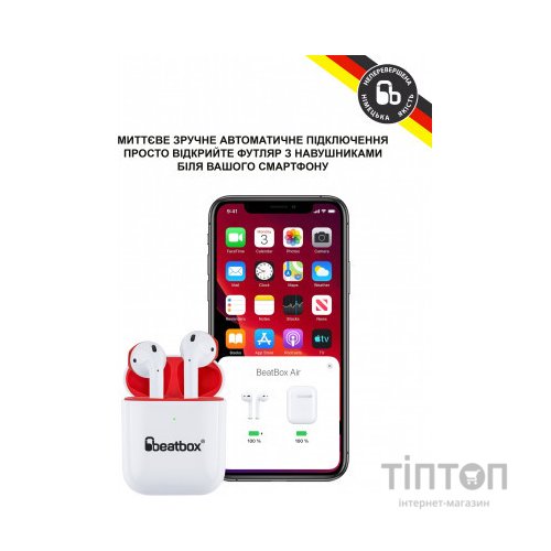Навушники BeatBox PODS AIR 2 Wireless Charging White-Red (bbpair2wcwr)