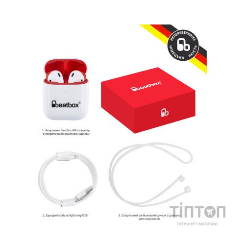 Навушники BeatBox PODS AIR 2 Wireless Charging White-Red (bbpair2wcwr)