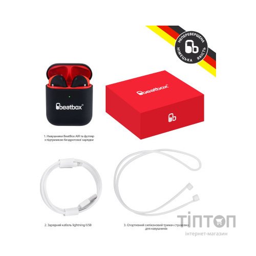 Навушники BeatBox PODS AIR 2 Wireless Сharging Black-Red (bbpair2wcbr)