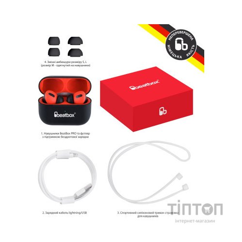 Навушники BeatBox PODS PRO 1 Wireless Charging Black-Red (bbppro1wcbr)