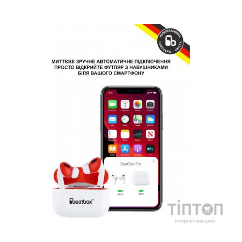 Навушники BeatBox PODS PRO 1 Wireless Charging White-Red (bbppro1wcwr)