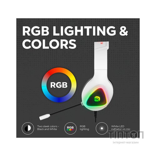 Навушники Canyon GH-6 Shadder Gaming 3.5 мм RGB White (CND-SGHS6W)