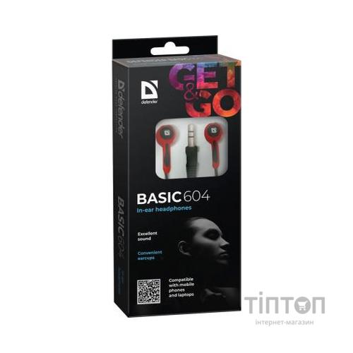 Навушники Defender Basic 604 Black-Red (63605)
