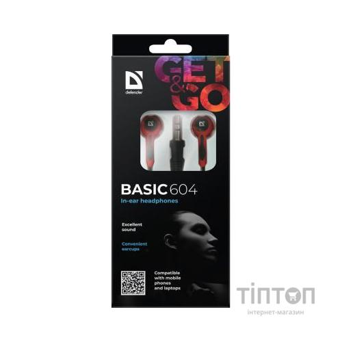 Навушники Defender Basic 604 Black-Red (63605)