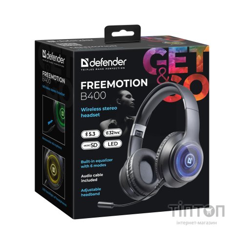 Навушники Defender FreeMotion B400 LED Bluetooth Black (63400)