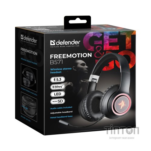 Навушники Defender FreeMotion B571 Bluetooth LED Black (63572)