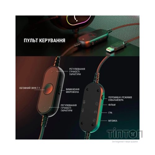 Навушники Fifine H6 RGB 7.1 Black (H6)