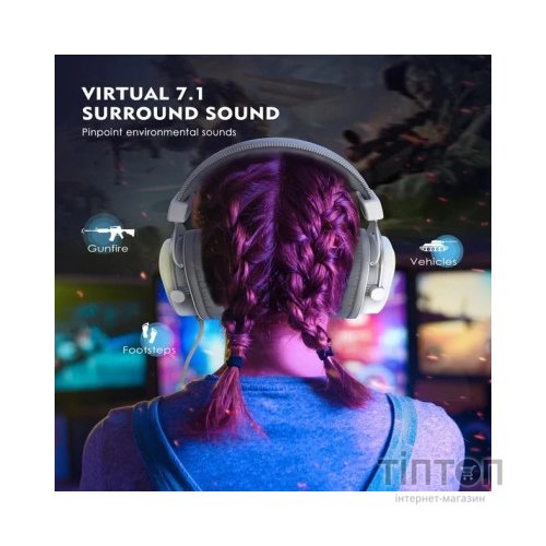 Навушники Fifine H6 RGB 7.1 White (H6W)