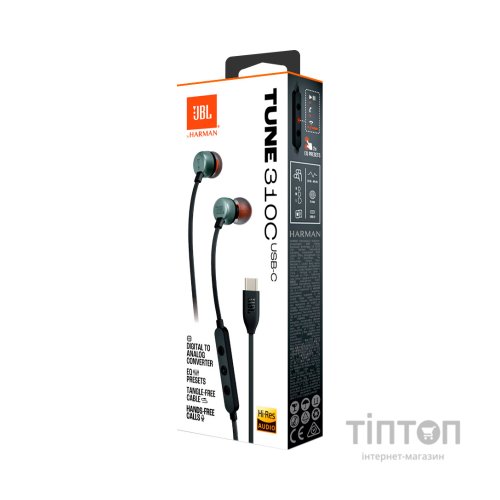 Навушники JBL Tune 310C USB-C Black (JBLT310CBLK)