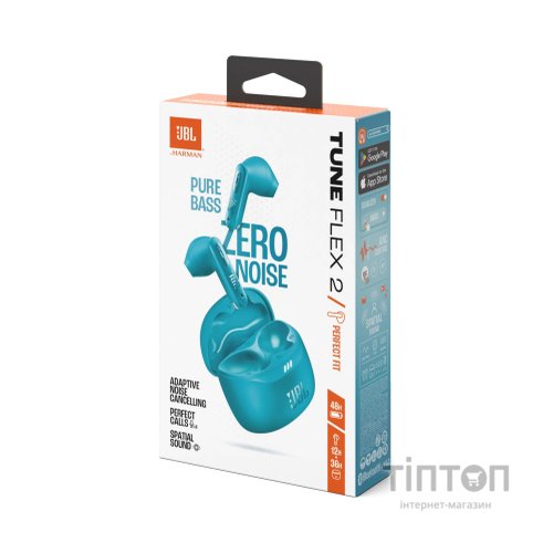 Навушники JBL Tune Flex 2 Turquoise (JBLTFLEX2TQE)