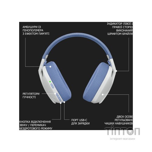 Навушники Logitech G435 Lightspeed Wireless Gaming Headset White (981-001074)