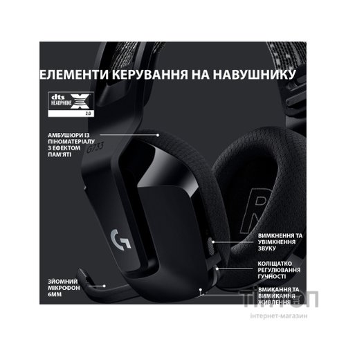Навушники Logitech G733 Lightspeed Wireless RGB Gaming Headset Black (981-000864)