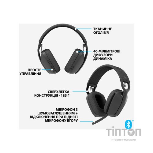 Навушники Logitech Zone Vibe 100 Wireless Graphite (981-001213)